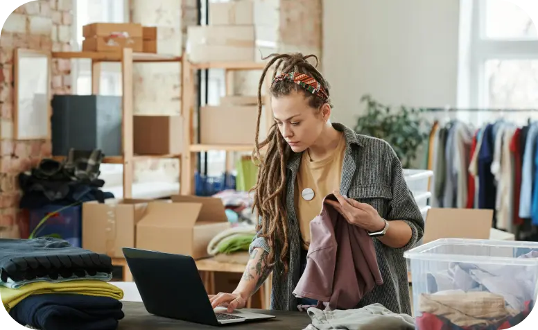 Woman working with a laptop